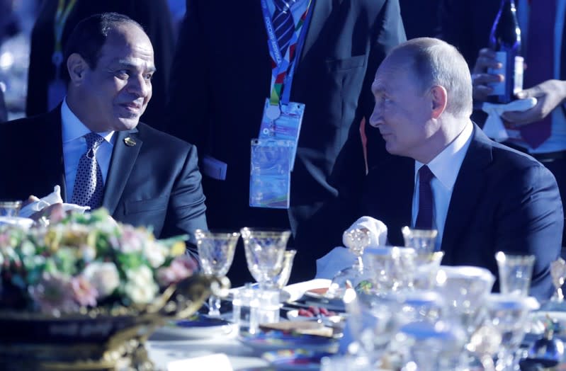 Russian President Vladimir Putin and Egyptian President Abdel Fattah al-Sisi attend a reception to honour participants of the Russia–Africa Summit in Sochi