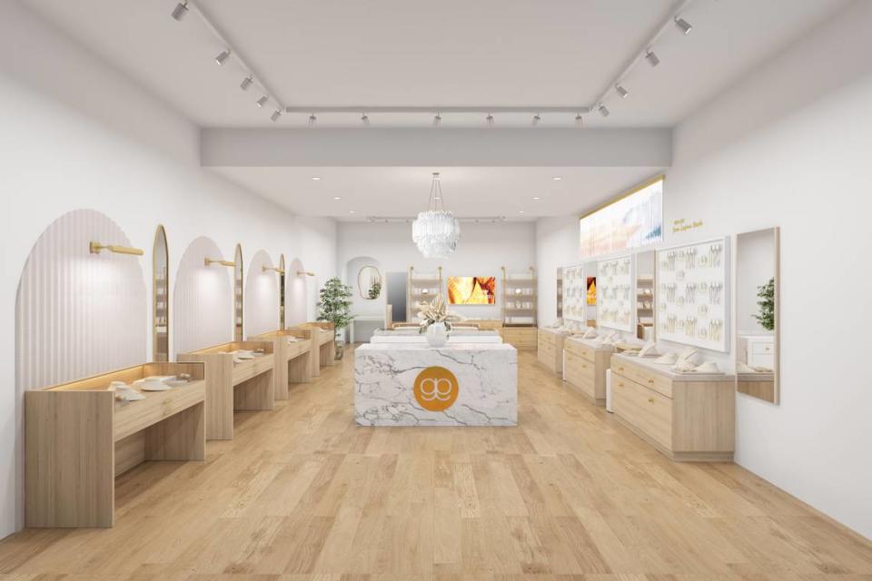 An artist’s rendering shows the interior of the new Gorjana store at the Westfield Galleria in Roseville, which is set to open on Wednesday, March 27, 2024.