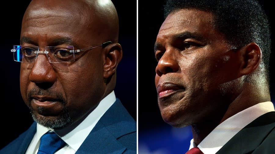 Sen. Raphael Warnock (D-Ga.) and Georgia Republican Senate candidate Herschel Walker