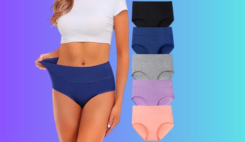 Five pairs of comfy panties for less than $5 a pop? We'll take two, please! (Photo: Amazon)