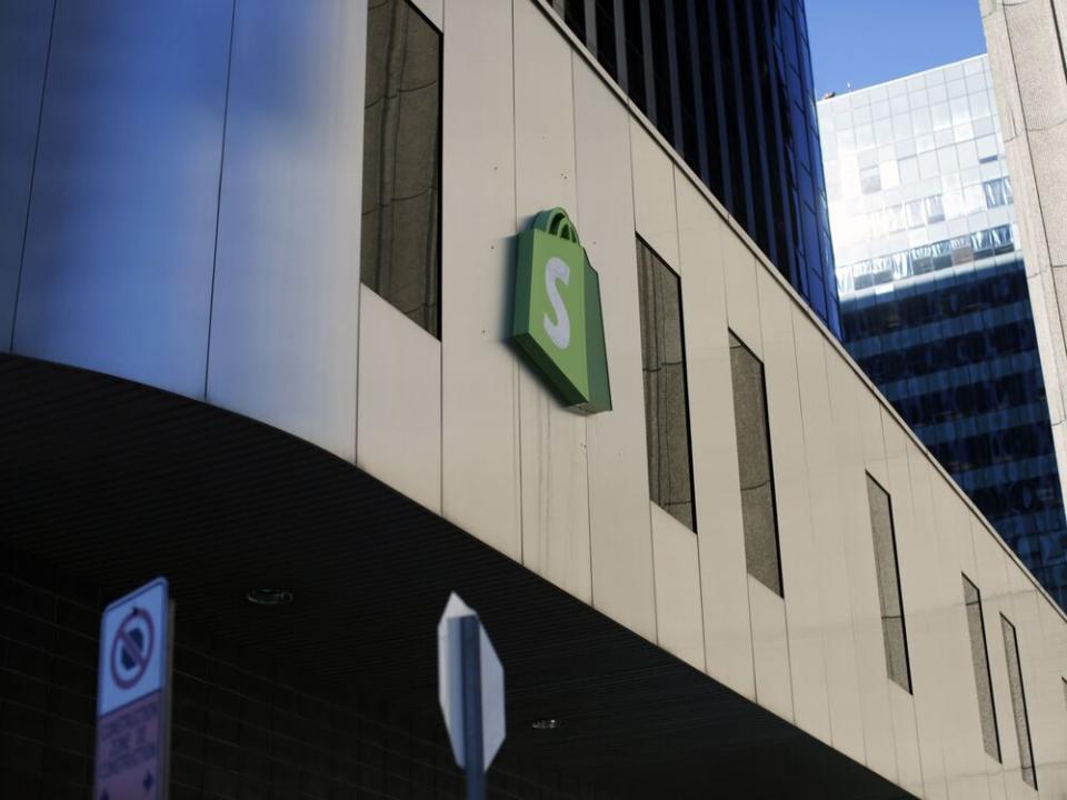  The Shopify logo outside the company’s headquarters in Ottawa. Shopify’s latest results beat estimates.