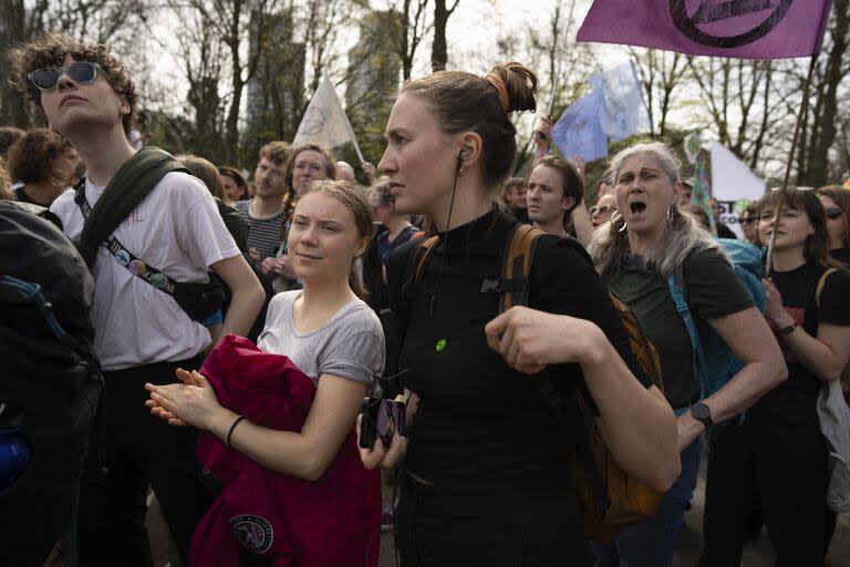 Greta Thunberg en la marcha contra los combustibles fósiles