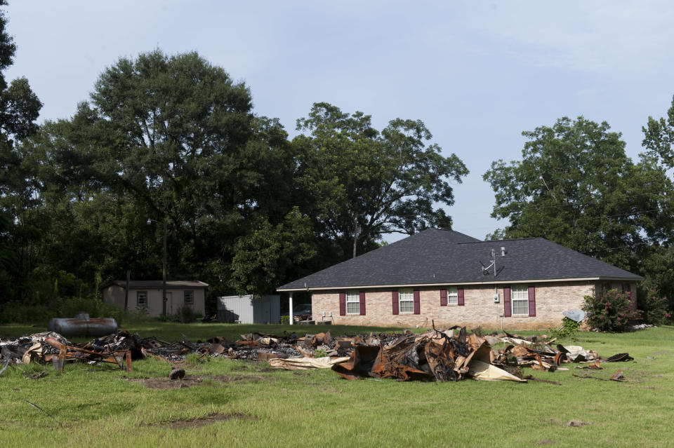 Sheena and Cory's mobile home burned down after the shooting. (Photo: Melissa Jeltsen/HuffPost)