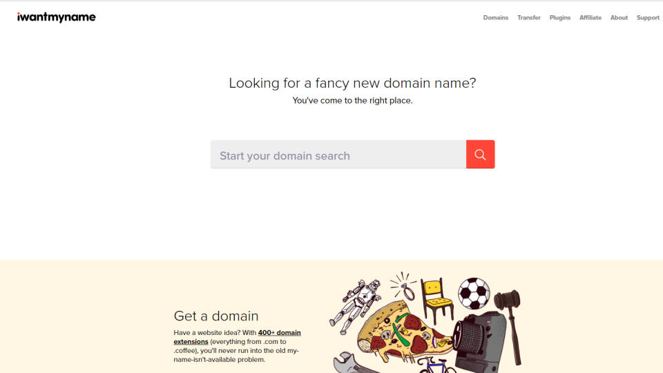 iWantMyName homepage screenshot