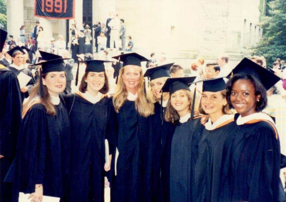 Hobson, who graduated with a degree from the School of Public and International Affairs, formerly named for Woodrow Wilson, celebrates with classmates at Commencement. (Photo courtesy of Mellody Hobson)