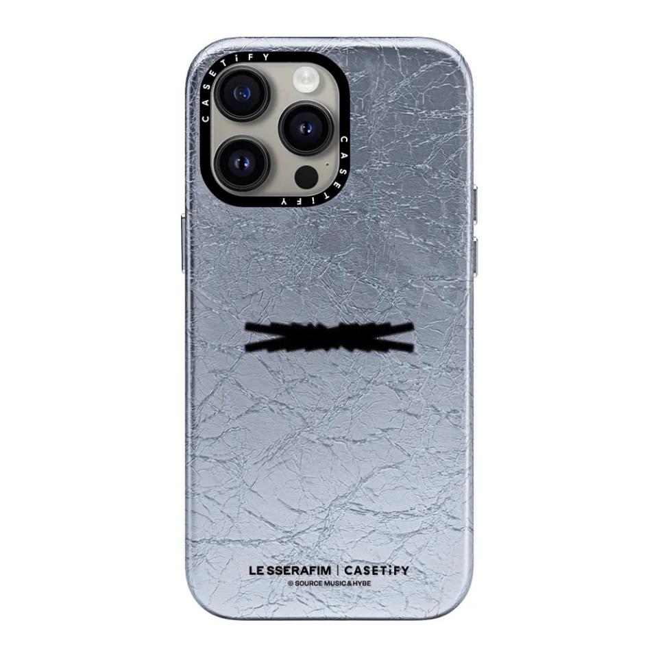 silver textured le sserafim x casetify iphone case