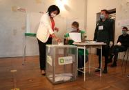 Georgia's President Zurabishvili votes at a parliamentary election in Tbilisi