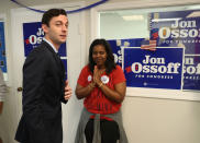 <p>Democratic candidate Jon Ossoff visits a campaign office to speak with volunteers and supporters on Election Day as he runs for Georgia’s 6th Congressional District on June 20, 2017 in Tucker, Ga. (Photo: Joe Raedle/Getty Images) </p>