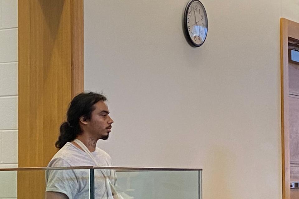 Joshua Deleon, 22, of New Bedford was ordered held without bail at his dangerousness hearing in Taunton District Court on Thursday, Jan. 11, 2024. He is seen here at a previous court appearance on Jan. 3.