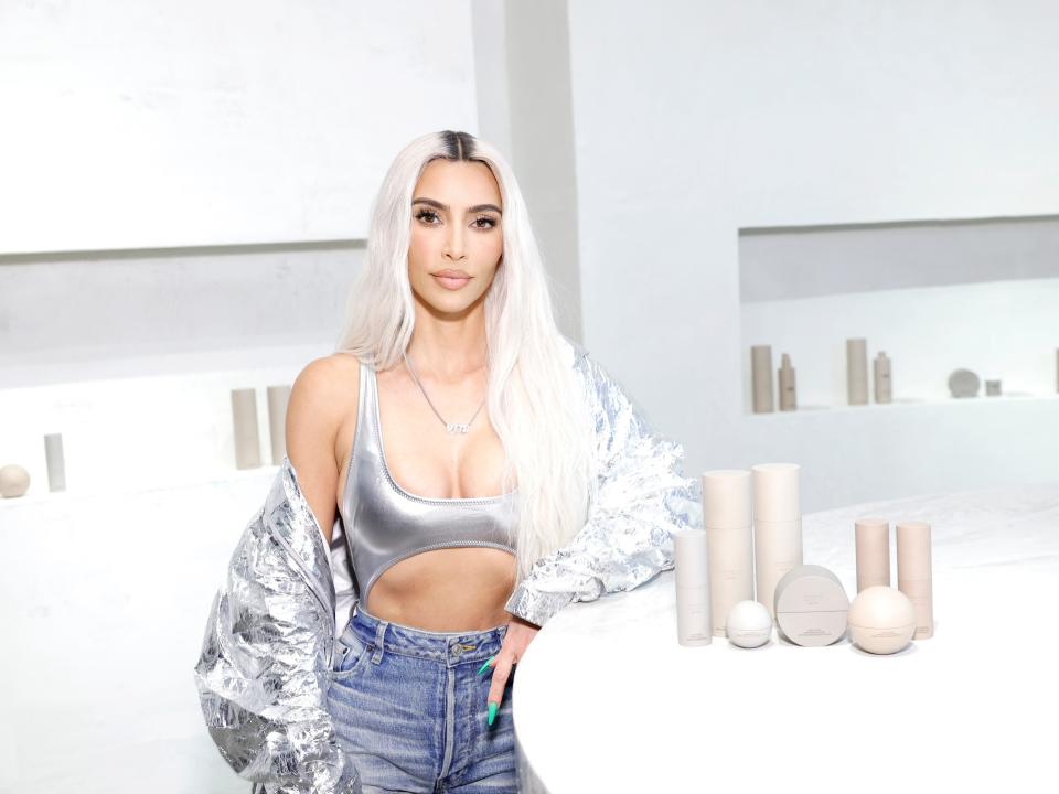 Kim Kardashian visits the SKKN by KIM holiday pop-up store at Westfield Century City Mall