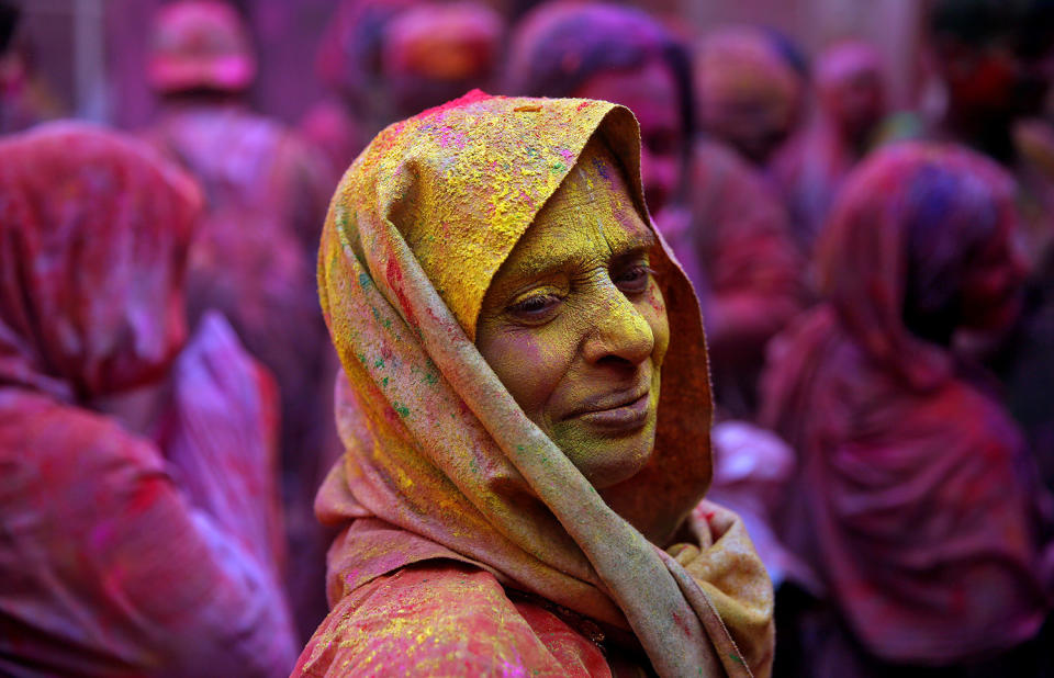 Widows take part in Holi celebrations in Uttar Pradesh