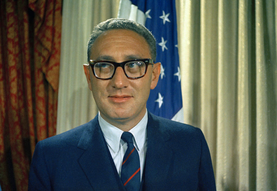 FILE - Henry Kissinger, professor of government at Harvard University, is seen in this December 1968 photo. Former Secretary of State Kissinger, the diplomat with the thick glasses and gravelly voice who dominated foreign policy as the United States extricated itself from Vietnam and broke down barriers with China, died Wednesday, Nov. 29, 2023. He was 100. (AP Photo, File)