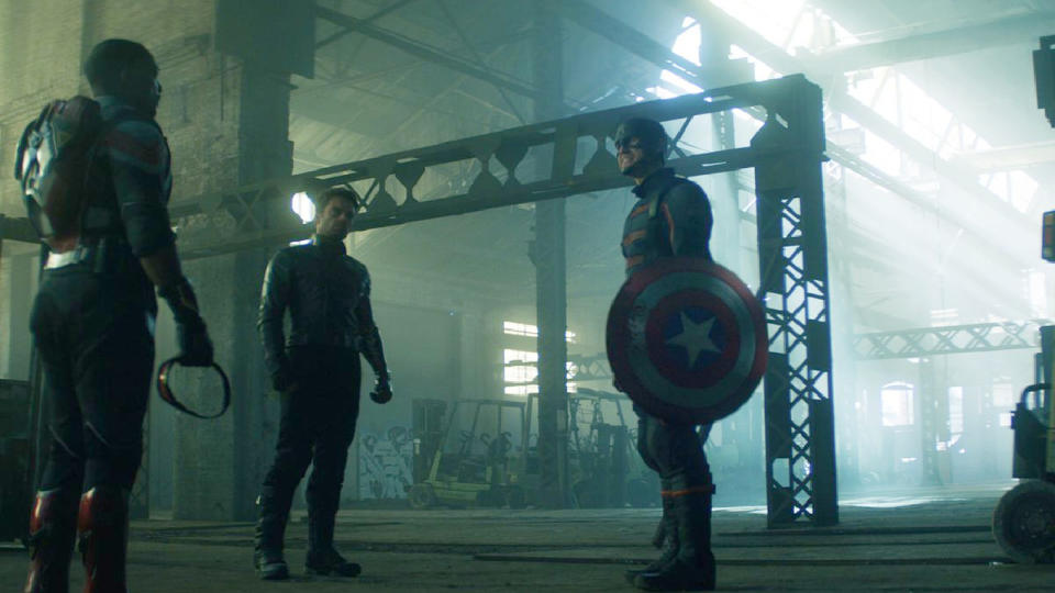 Bucky and Sam facing off against John Walker.