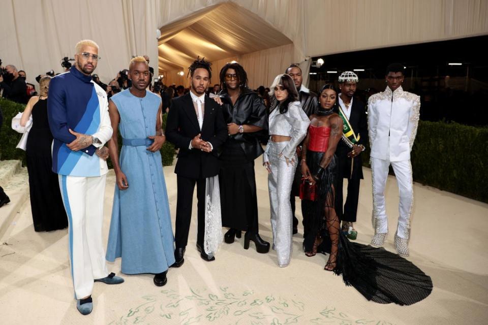 Defending F1 champion Lewis Hamilton (third left) at the Met Gala (Getty Images for The Met Museum)