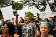 People protest against Ecuador's President Lenin Moreno's austerity measures, in Guayaquil