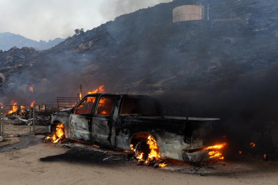 <div class="inline-image__caption"><p>A vehicle burned by the raging Fairview Fire.</p></div> <div class="inline-image__credit">Qian Weizhong/VCG via Getty</div>