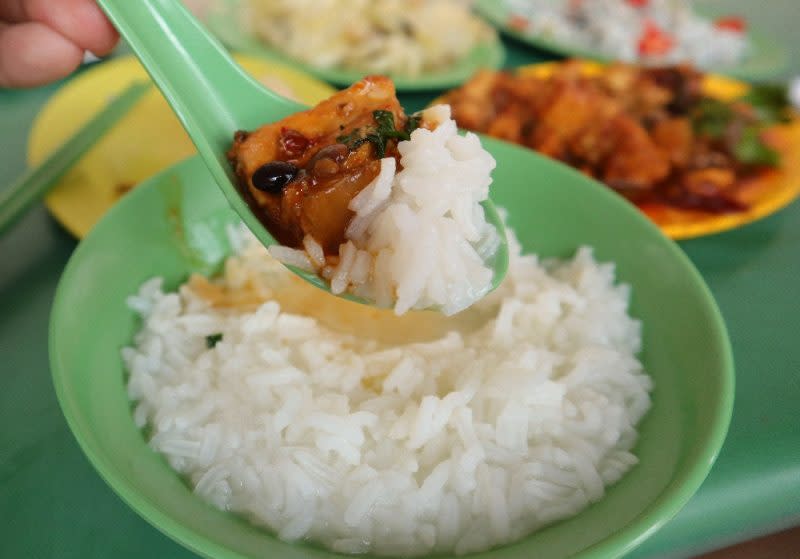 teochew rice & porridge - close up of shark meat