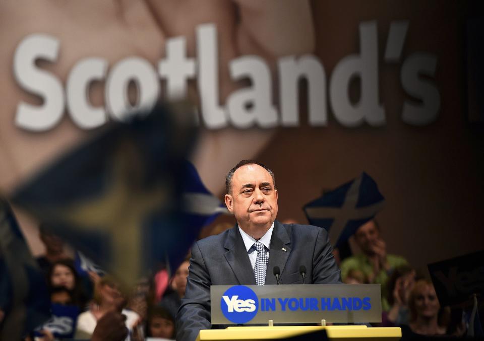File photo of Scotland's First Minister Alex Salmond speaking at a 'Yes' campaign rally in Perth, Scotland