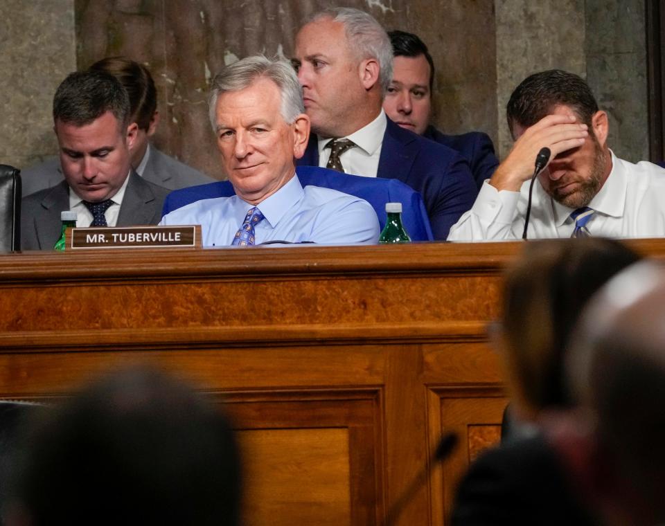 Sen. Tommy Tuberville (R-Alabama), a former college football coach, is facing harsh criticism from fellow Republicans for continuing to block military promotions.