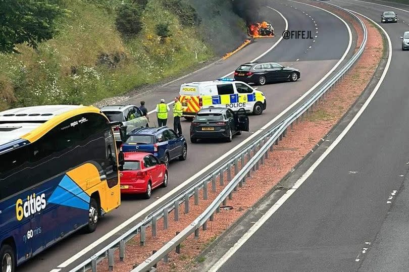 The motorway was closed off as a result of the fire