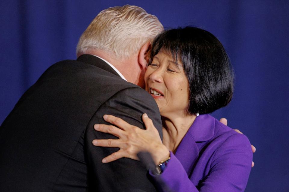 Premier Doug Ford and Toronto Mayor Olivia Chow hold a joint press conference at Queen’s Park on Nov. 27, 2023.