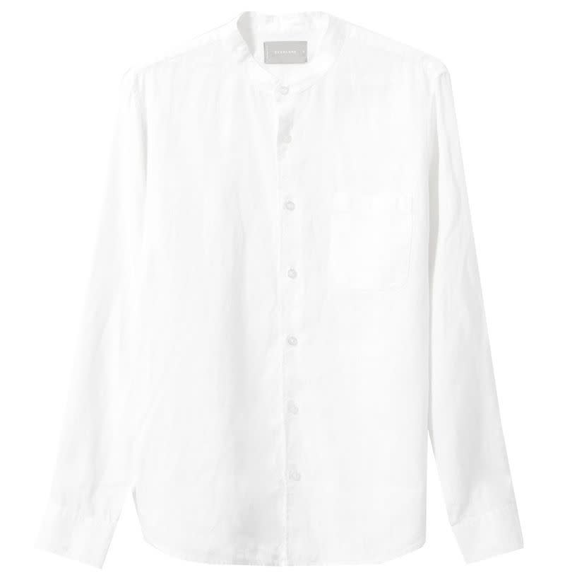 Linen Band-Collar Shirt