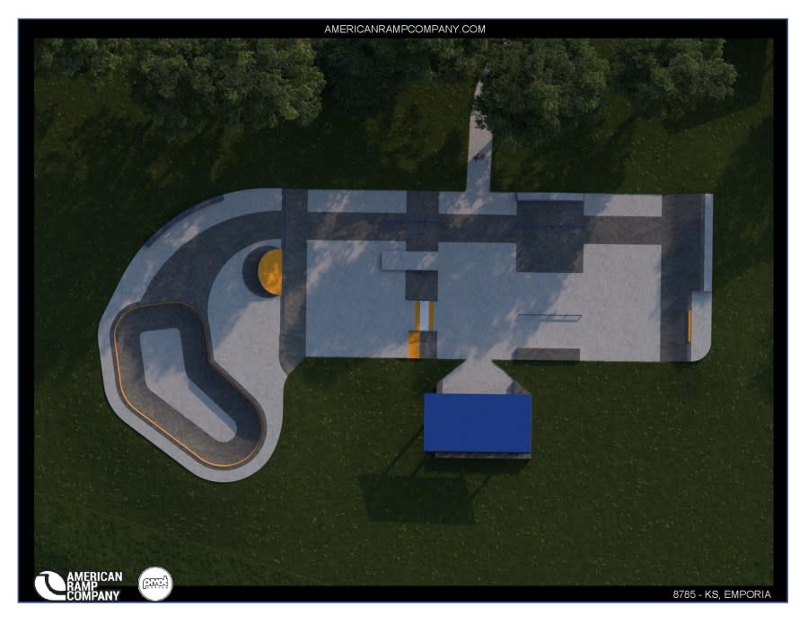 Renderings of the skate park design by American Ramp Company, shared by the City of Emporia.