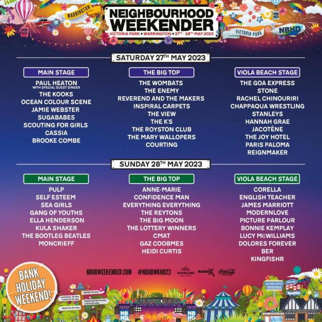 Neighbourhood Weekender 2023 full line-up including Pulp, Paul