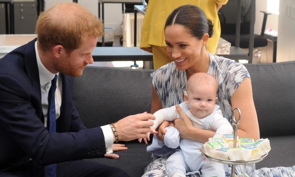 Prince Harry with Meghan and their son Archie in Cape Town in 2019