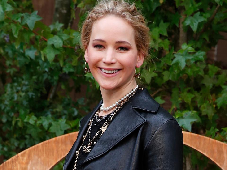 Jennifer Lawrence at a photocall before Dior's runway show in Paris in September 2019.
