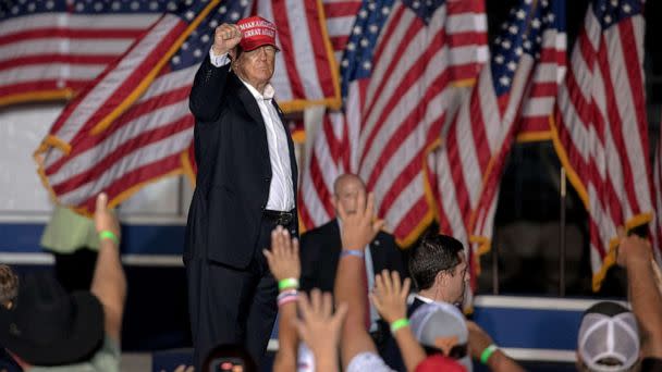 PHOTO: Former President Donald Trump gestures to supporters at a rally, Oct. 22, 2022, in Robstown, Texas. (Nick Wagner/AP)