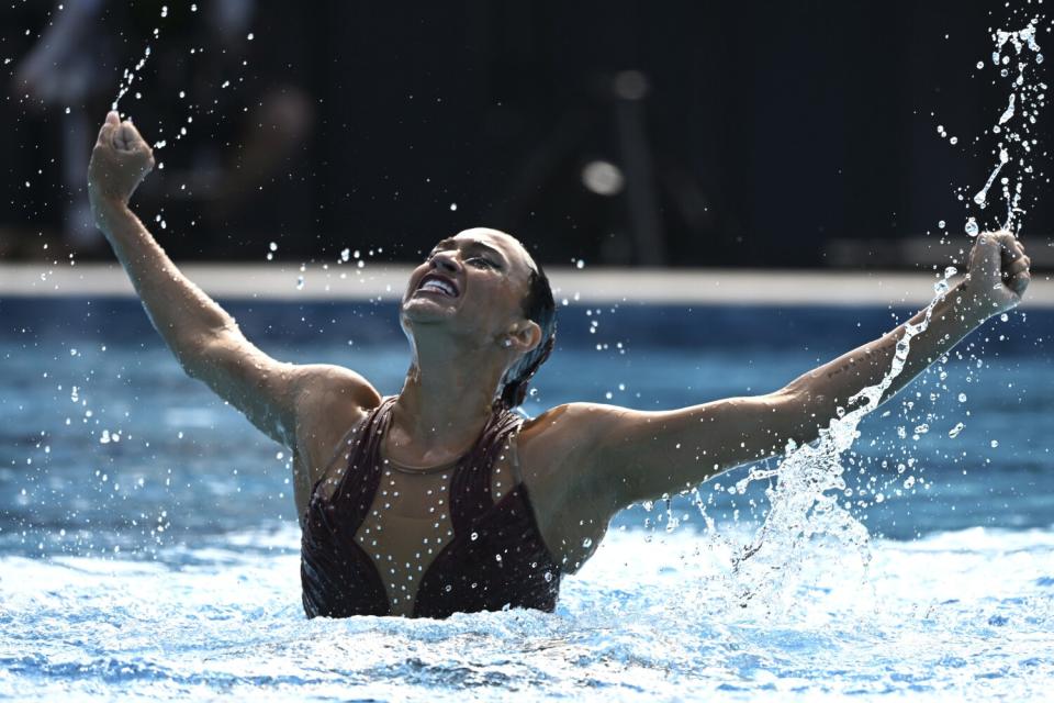 USA's Anita Alvarez competes during the solo free final of the artistic swimming at the 19th FINA World Championships