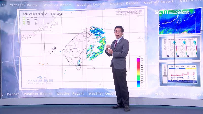 未來一週受東北風影響，迎風面有雨、背風面天氣穩定。