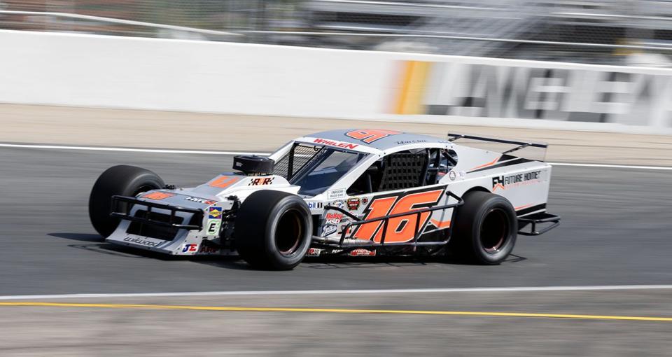Ron Silk, driver of the #16 Blue Mountain Machine and Future Homes FURY Race Cars, practices during the CheckeredFlag.com 150 for the NASCAR Whelen Modified Tour at Larry King Law\
