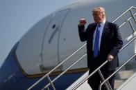 U.S. President Donald Trump arrives at John Wayne Airport in Santa Ana