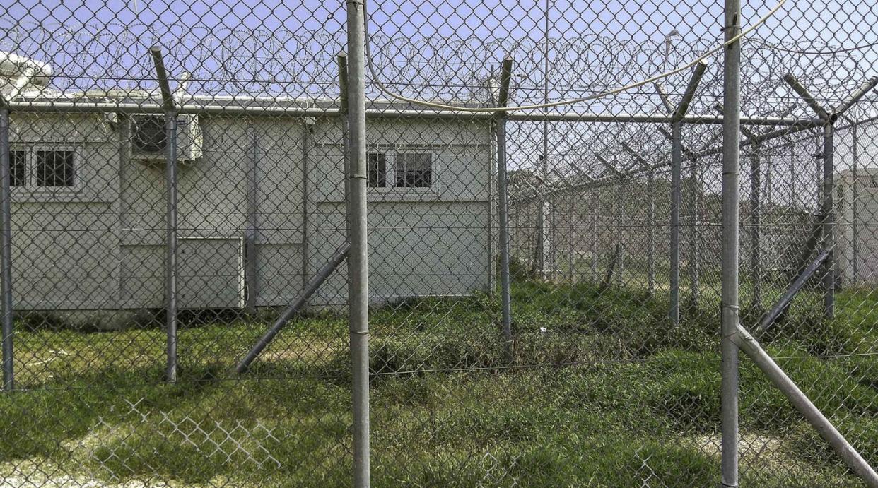 A 'hotspot' detention center on the Greek island of Lesbos. <a href="https://www.gettyimages.com/detail/news-photo/inside-moria-refugee-camp-hot-spot-detention-center-in-news-photo/1000115990?adppopup=true" rel="nofollow noopener" target="_blank" data-ylk="slk:Nicolas Economou/NurPhoto via Getty Images;elm:context_link;itc:0;sec:content-canvas" class="link ">Nicolas Economou/NurPhoto via Getty Images</a>