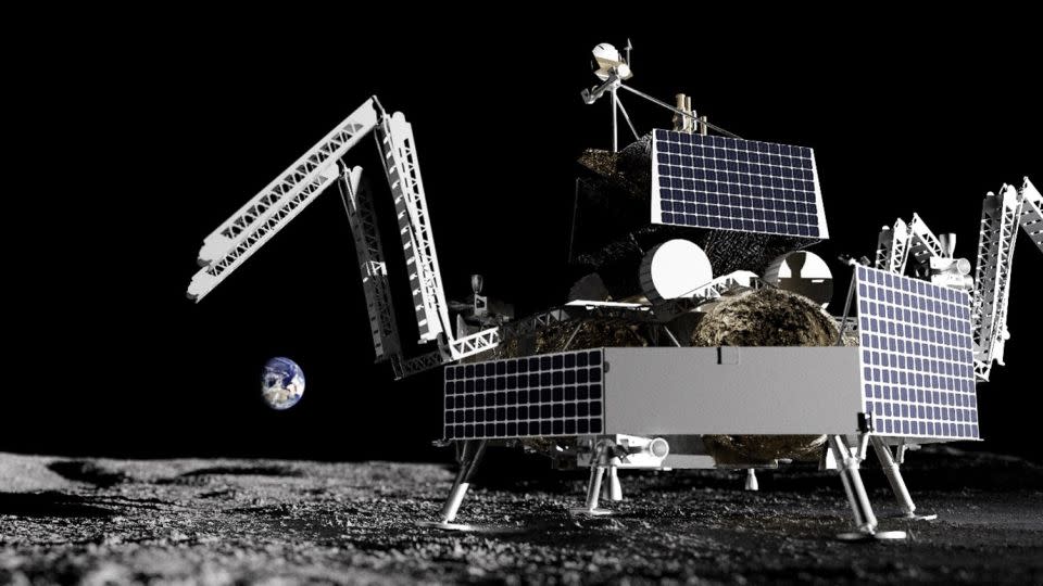 The Astrobotic Griffin lunar lander (pictured here in a rendering) is now slated to take off no earlier than late 2025. The lunar lander was designed to carry NASA’s VIPER rover as its main payload. - NASA