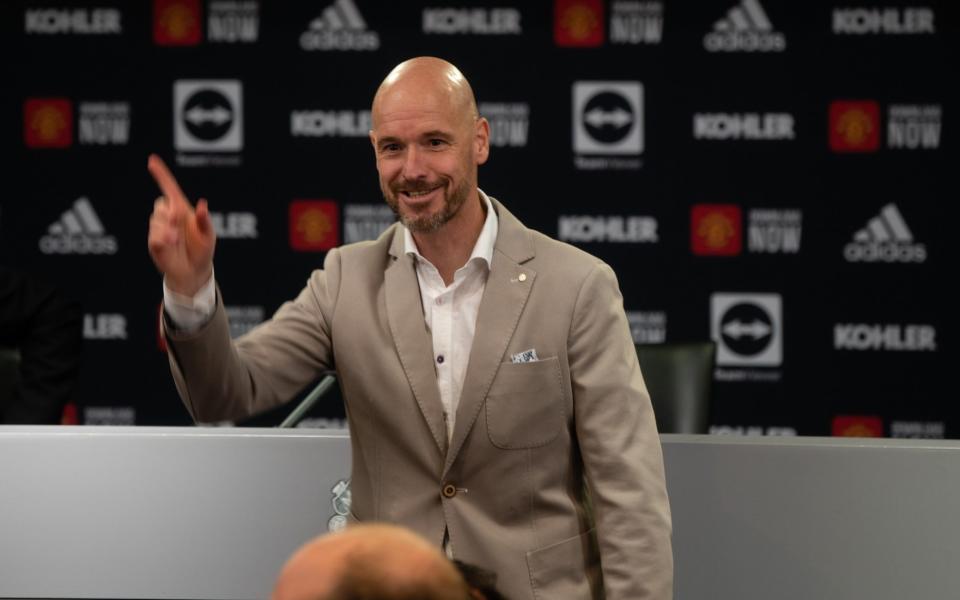 Manager  of Manchester United speaks during a press conference to announce his arrival at Old Trafford on May 23, 2022 in Manchester, England. - GETTY IMAGES