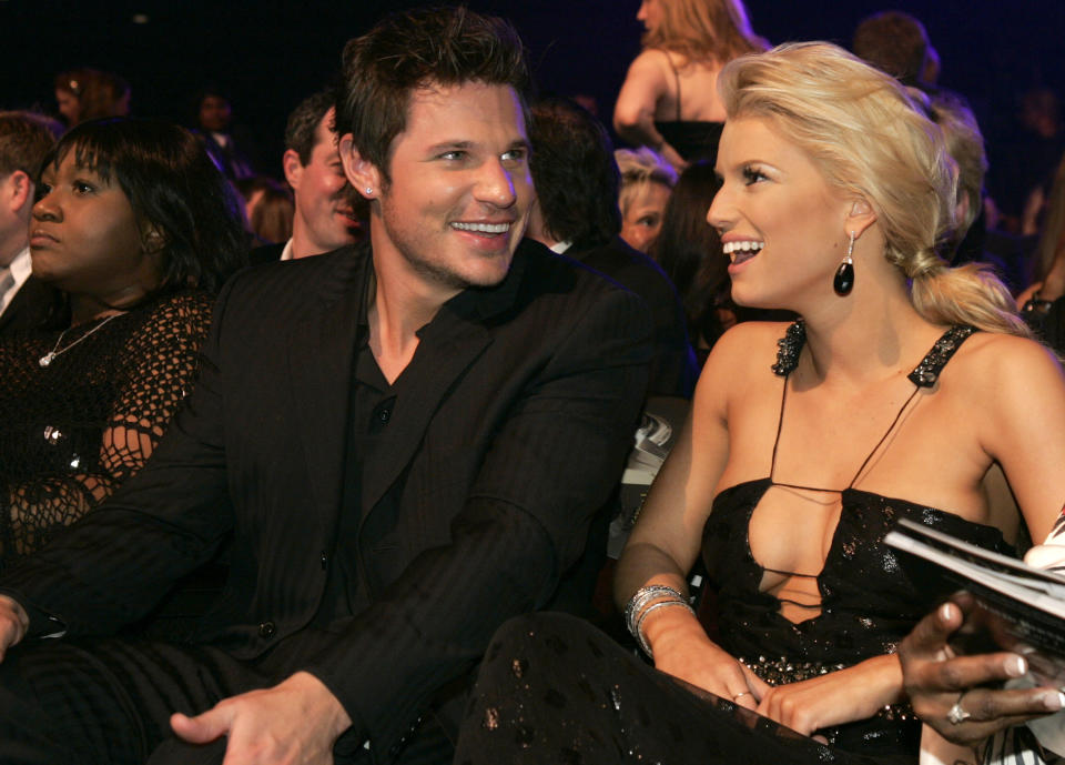 Nick Lachey and Jessica Simpson at an event