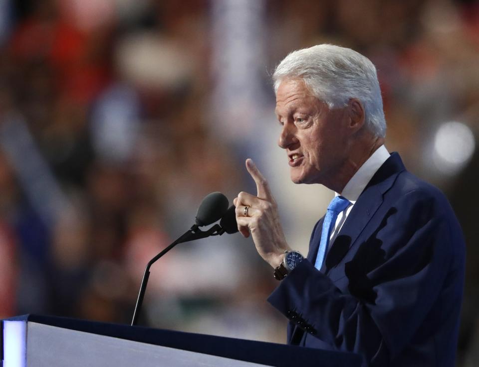 Former President Bill Clinton speaks during the second day of the Democratic National Convention in Philadelphia , Tuesday, July 26, 2016. (Photo: Paul Sancya/AP)