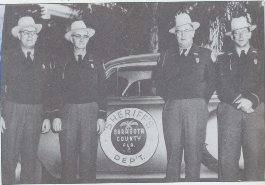 Sheriff Ross Boyer and his deputies, ca 1954. “No enemies to punish, no friends to reward.”