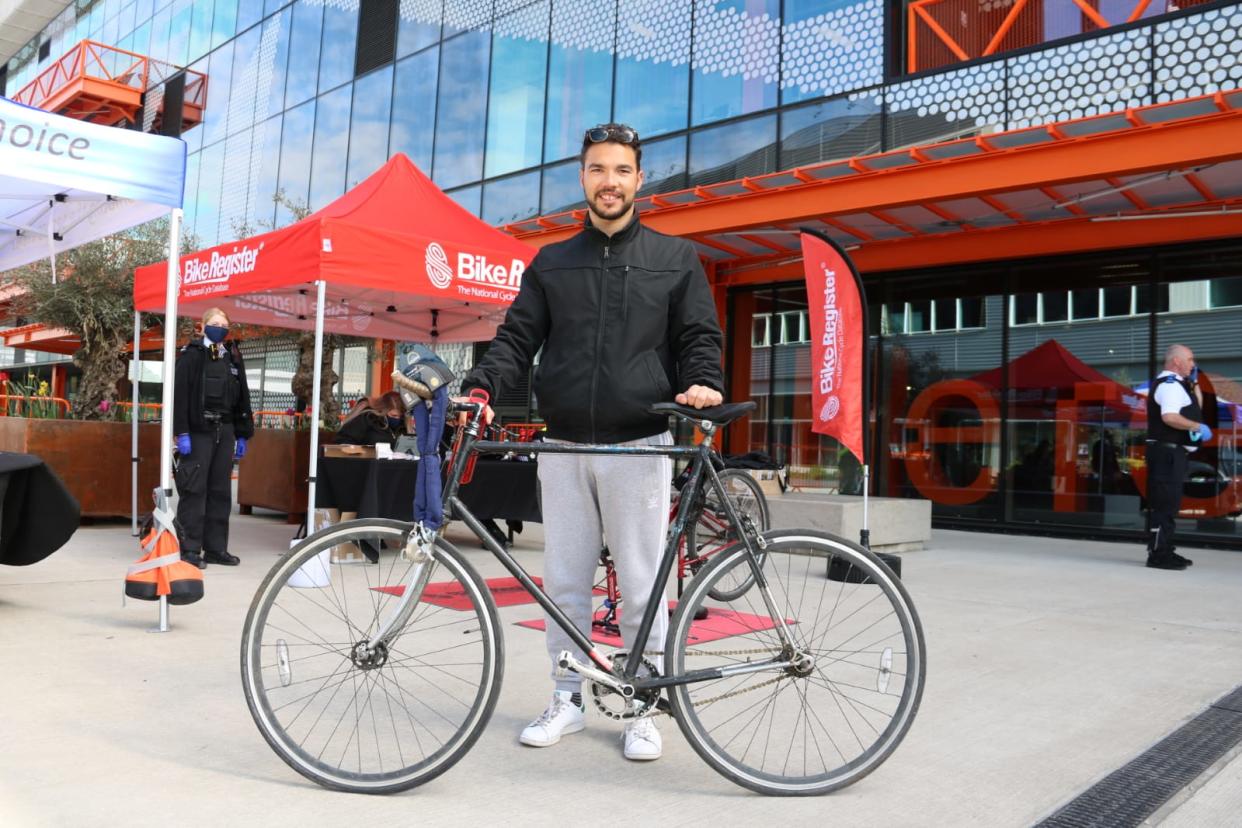 <p>Nurse Alessandro Rochi received a bike under the new scheme. </p> (Met Police )