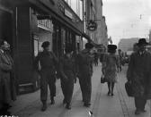 <p>Photographer: Gloster, Barney J. Location: Copenhagen, Denmark. Description: (L-R) Trooper D.L. Amos, Guardsmen D.L. Duncan, C.C. Bizzo. Date: Nov. 23, 1945</p> 