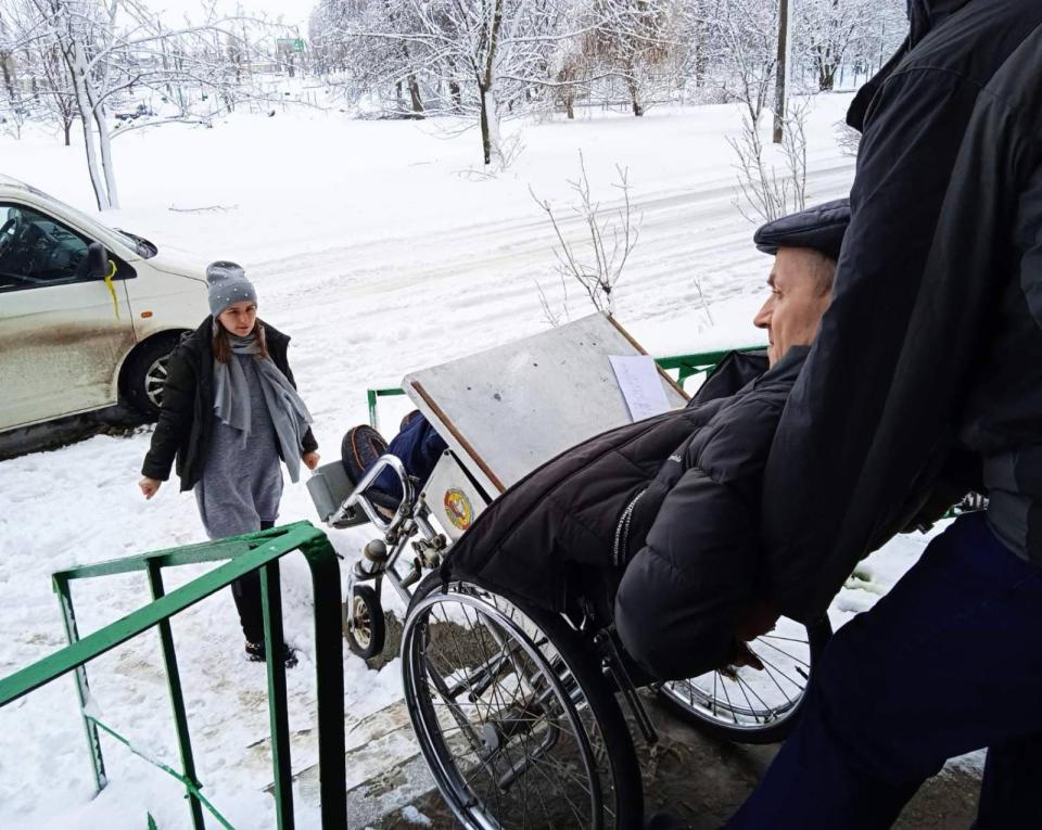 Mennonite Central Committee partner, Kharkiv Independent ECB Churches, evacuate a resident from Kharkiv, housing him at a local Christian school and the House of Hope, a seniors residence in their village community 50 kilometers (31 miles) from Kharkiv.