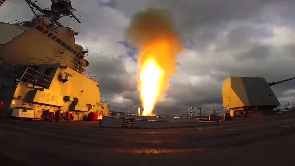 The USS Mason is seen here firing an SM-2 missile during a March 2016 exercise.