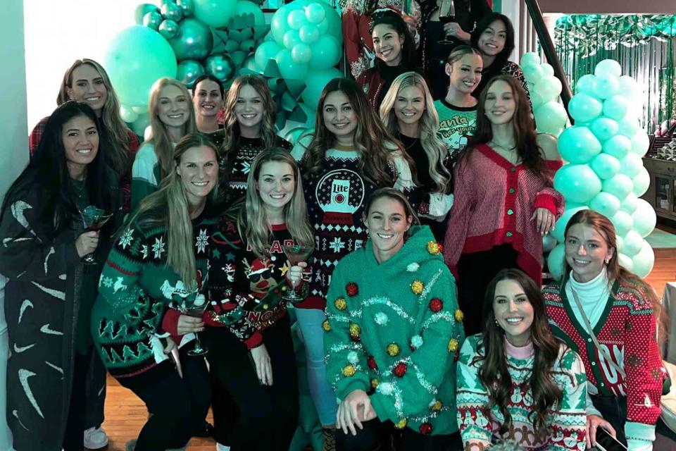 <p>Kylie Kelce/ Instagram</p> Kylie Kelce hosts Eagles Wags Holiday party