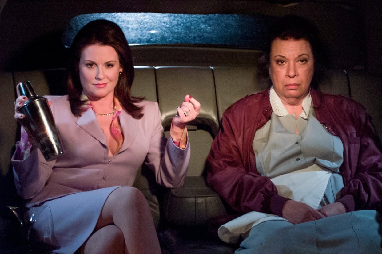 Shelley Morrison (right) pictured here with Megan Mullally as Karen Walker, was best-known for playing feisty maid Rosario Salazar on Will & Grace: NBCU Photo Bank/NBCUniversal via