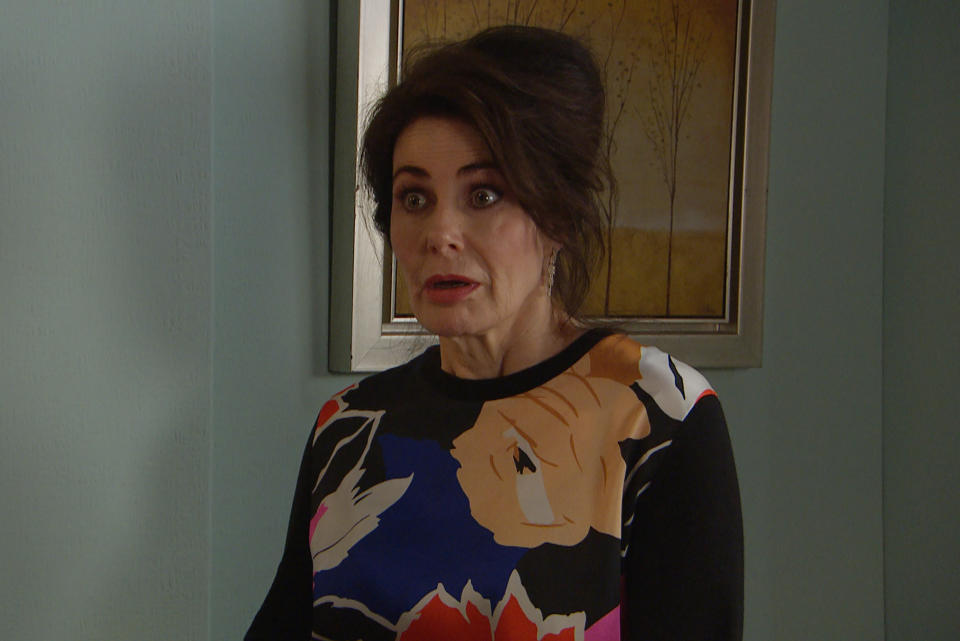 FROM ITV

STRICT EMBARGO
Print media - No Use Before Tuesday 24th May 2022
Online Media - No Use Before 0700hrs Tuesday 24th May 2022

Emmerdale - Ep 9377

Tuesday 31st May 2022

Chas Dingle [LUCY PARGETER] bursts into the bedroom but is stunned to find Faith Dingle [SALLY DEXTER] inside as opposed to Nate. Desperately hiding her illness, Faith stuns both Moira Dingle [NATALIE J ROBB] and Chas when she flounders and explains MoiraÕs state of undress... 

Picture contact - David.crook@itv.com

This photograph is (C) ITV Plc and can only be reproduced for editorial purposes directly in connection with the programme or event mentioned above, or ITV plc. Once made available by ITV plc Picture Desk, this photograph can be reproduced once only up until the transmission [TX] date and no reproduction fee will be charged. Any subsequent usage may incur a fee. This photograph must not be manipulated [excluding basic cropping] in a manner which alters the visual appearance of the person photographed deemed detrimental or inappropriate by ITV plc Picture Desk. This photograph must not be syndicated to any other company, publication or website, or permanently archived, without the express written permission of ITV Picture Desk. Full Terms and conditions are available on  www.itv.com/presscentre/itvpictures/terms
