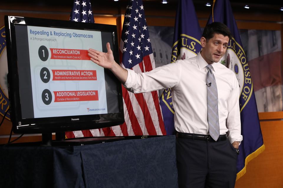 Speaker Paul Ryan discusses the House GOP’s plan. Source: Getty