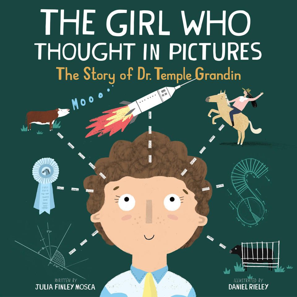 <i>The Girl Who Thought In Pictures</i> tells the inspiring story of world-renowned scientist Dr. Temple Grandin, who grew up at a time when society doubted people like her would accomplish anything.<br />(Written by Julia Finley Mosca. Illustrated by Daniel Rieley.)